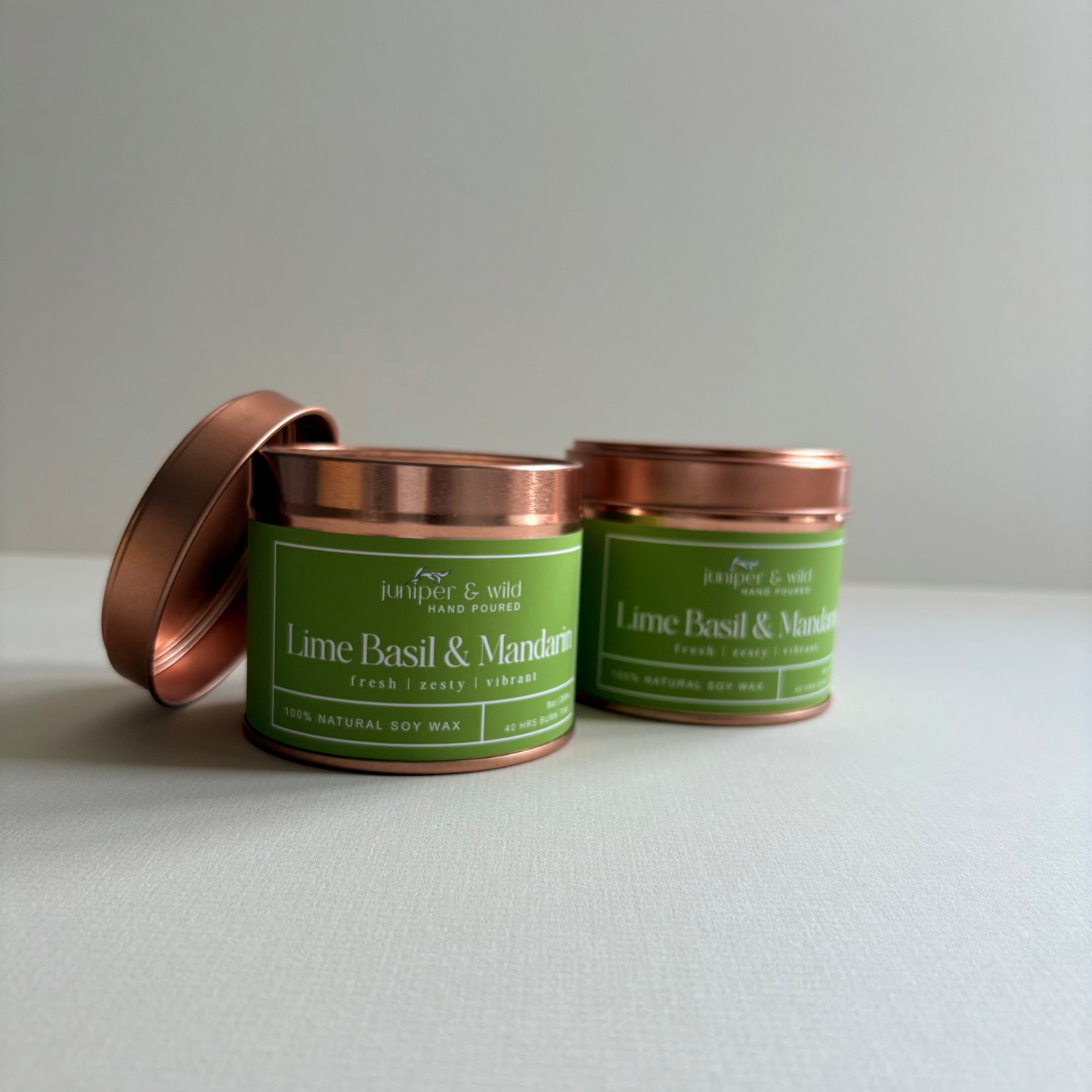 Lime Basil & Mandarin Hand Poured Soy Wax Candle