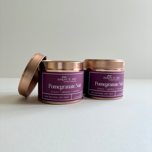 Pomegranate Noir - Hand Poured Soy Wax Rose Gold Candle Tin