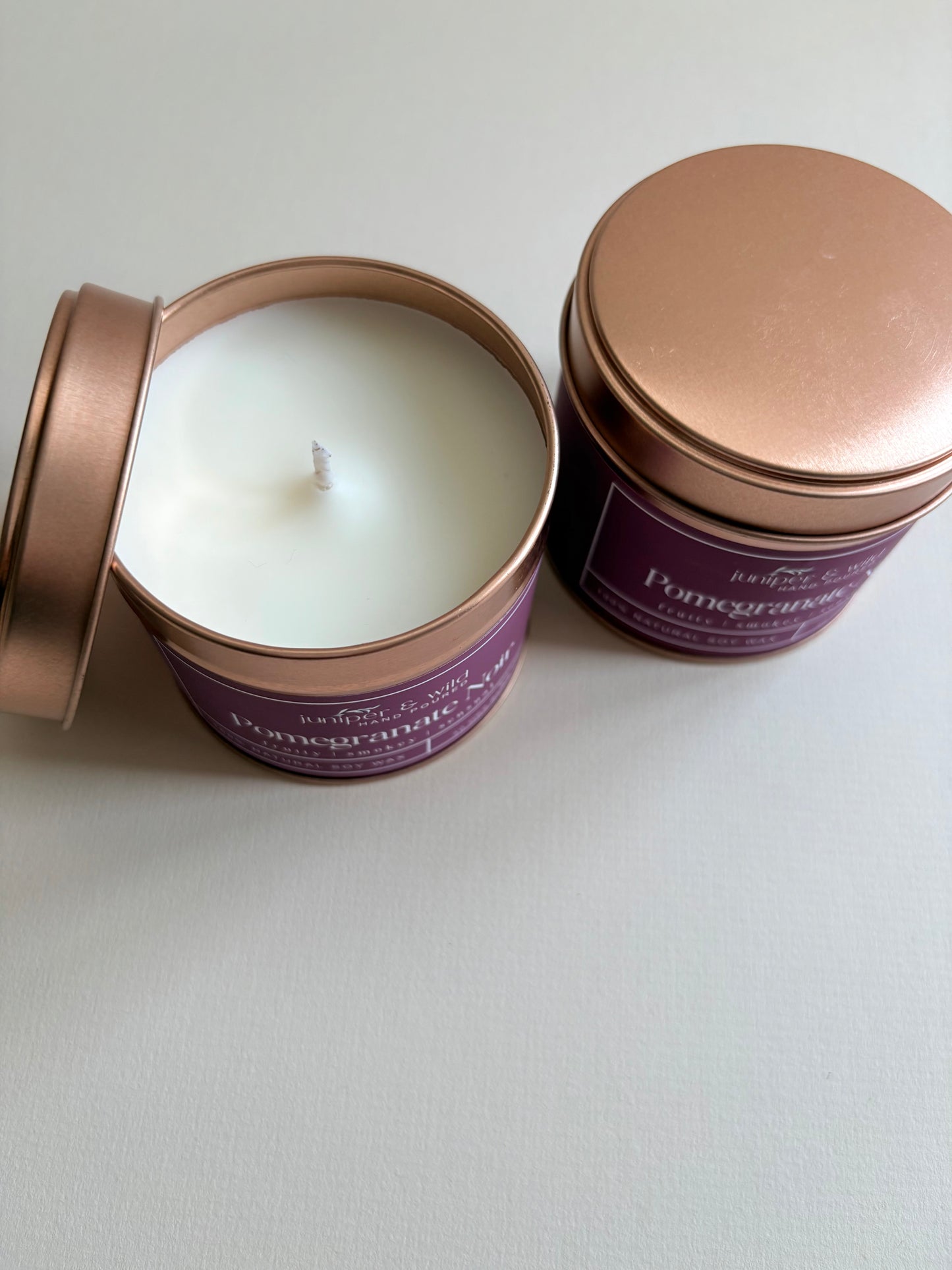 Pomegranate Noir - Hand Poured Soy Wax Rose Gold Candle Tin