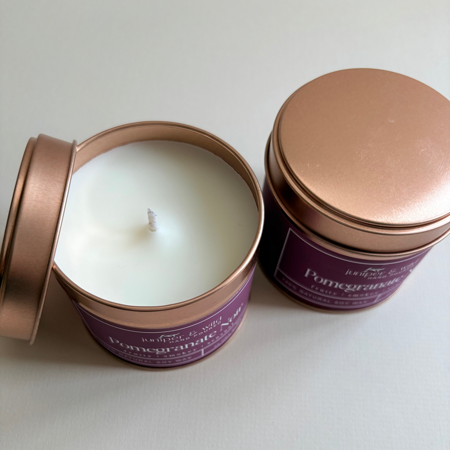 Pomegranate Noir - Hand Poured Soy Wax Rose Gold Candle Tin