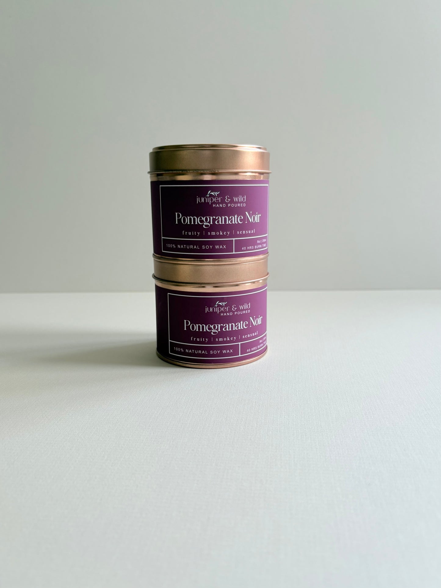 Pomegranate Noir - Hand Poured Soy Wax Rose Gold Candle Tin