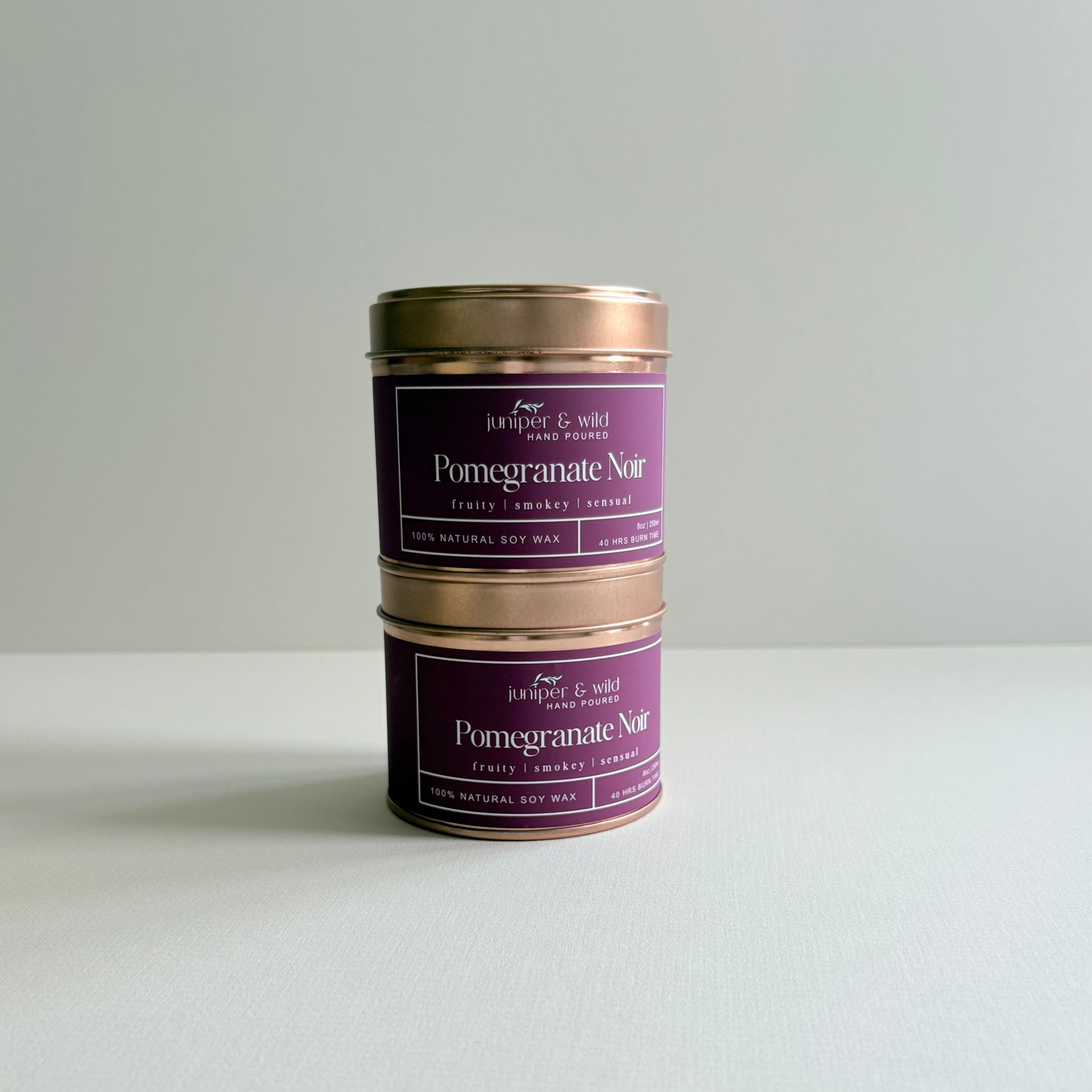 Pomegranate Noir - Hand Poured Soy Wax Rose Gold Candle Tin