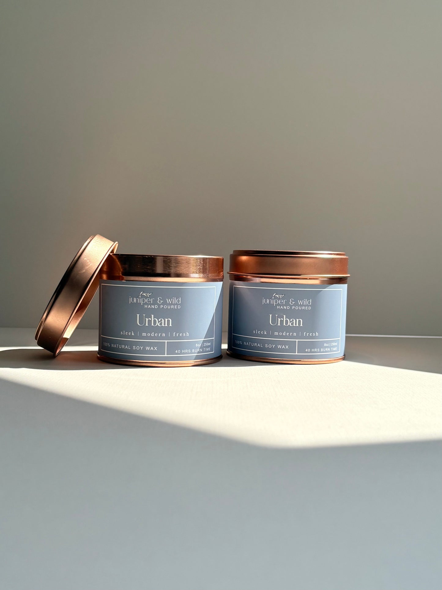 Urban Hand Poured Soy Wax Rose Gold Candle Tin - Perfect for Gifting