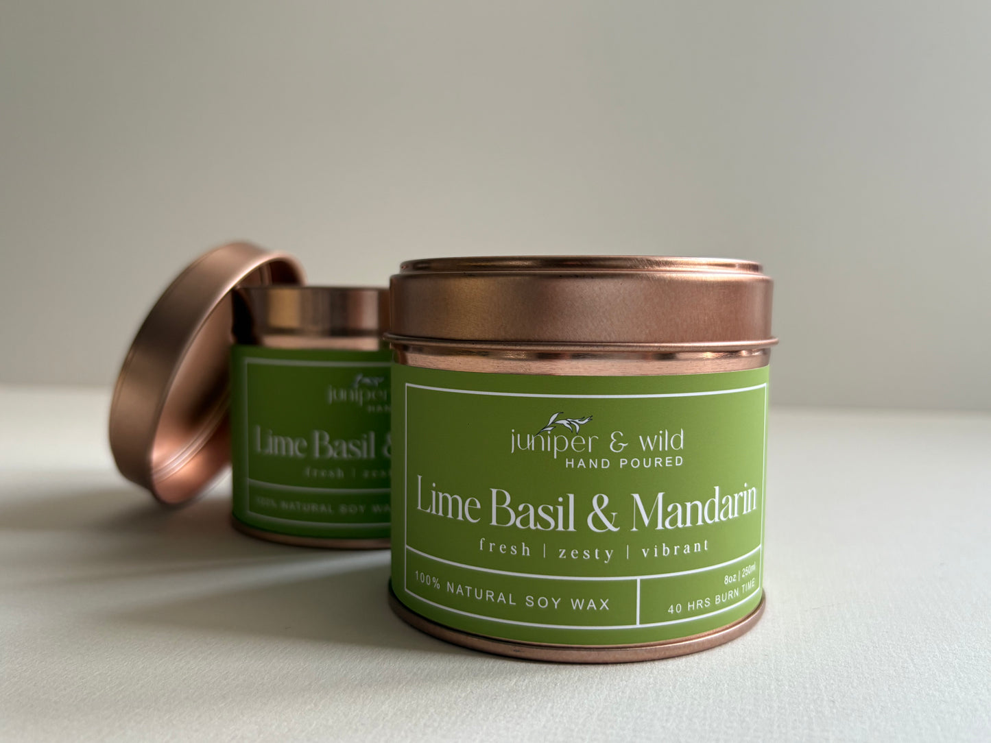 Lime Basil & Mandarin Hand Poured Soy Wax Candle