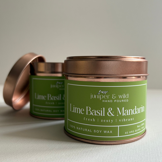 Lime Basil & Mandarin Hand Poured Soy Wax Candle