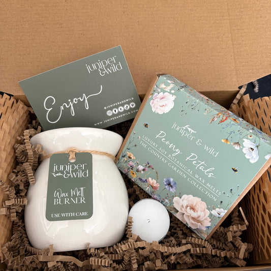 Wax Melt & Burner Gift Set - Peony Petals : A Classic Floral Scent