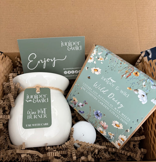 Wax Melt & Burner Gift Set - Wild Daisy Fragrance : Soft, Delicate Powdery Floral
