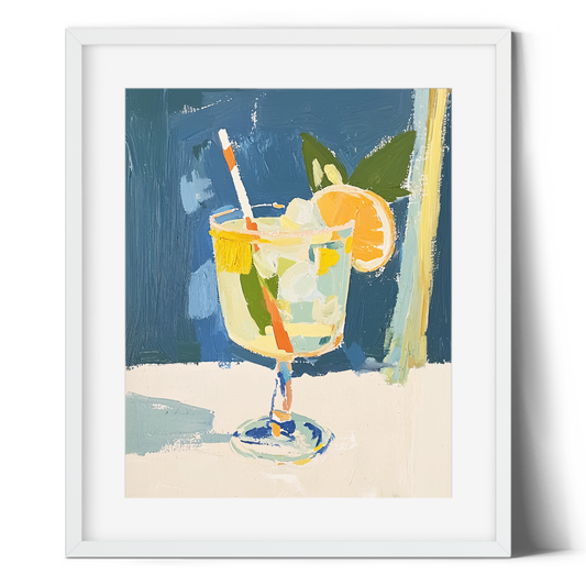 Lemon Cocktail Print | Abstract Cocktail Wall Art | Modern Drinks Print