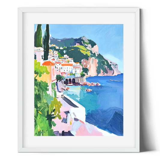 Mediterranean Print | Italian Coastline Print | Modern Landscape Print