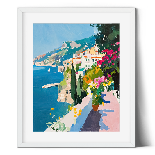 Mediterranean Print | Italian Coastline Print | Modern Landscape Print