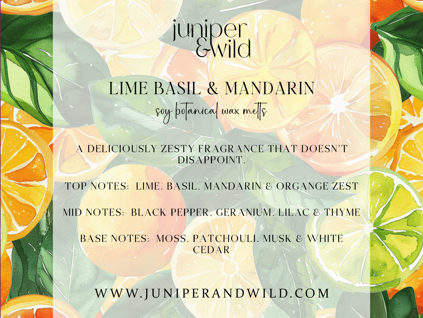 Lime Basil & Mandarin Luxury Soy Botanical Wax Melts | Vegan Friendly | Wax Melt Gift | Citrus & Vbrant
