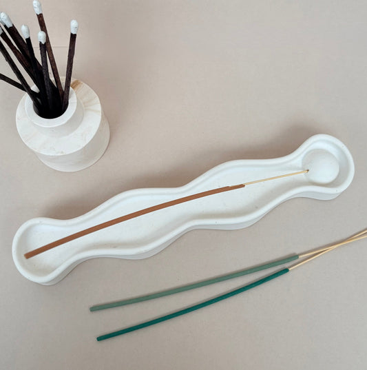 Stoneware Incense Burner | Neutral Jesmonite Eco Friendly Resin