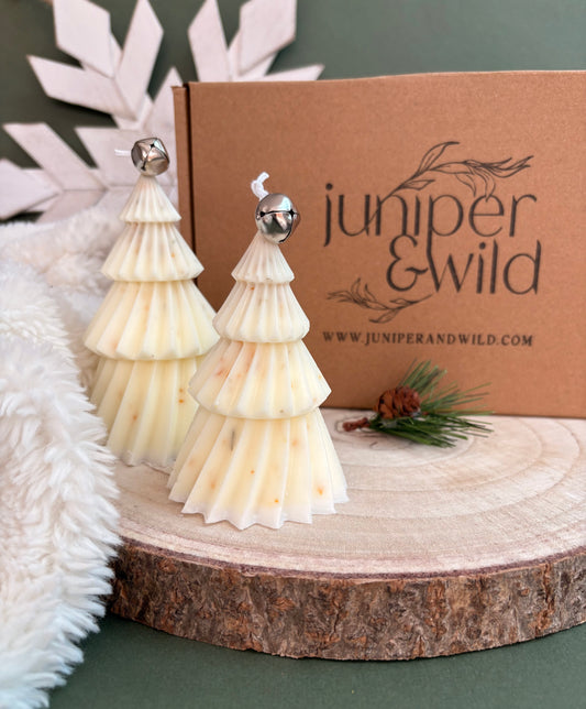 Christmas Tree Soy Wax Pillar Candles - Choice of Scent