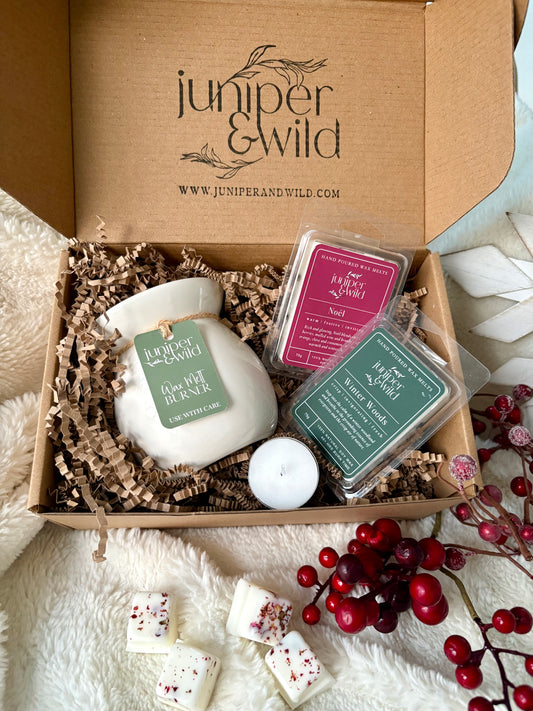 Festive Wax Melt Gift Box – Choose Your Christmas Scents | Hand Poured Soy Wax Melts & Burner
